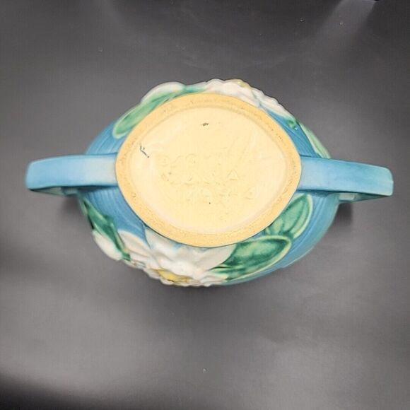 Roseville Pottery Water Lily Handled Planter 439-6 8.5" x 2.25" - Picture 8 of 9